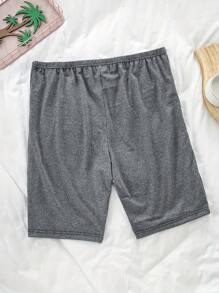4 Stücke Damen Lässig Schlafshorts große Größen, Große Größen einfarbig Elastischer Bund weich & bequem Lounge Shorts