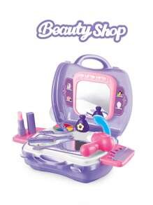 儿童过家家玩具收纳手提箱，采用 PP 材质，适合 3-6 岁女孩，包含木工工具、厨具、化妆品、医疗用品、水果市场玩具套装，非常适合角色扮演乐趣，儿童节礼物（1 件，附儿童证书）