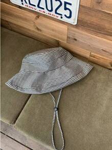 Korean Ins Style Plaid Wide Brim Bucket Hat, UV Protection Sun Hat For Women, Suitable For Spring, Summer And Autumn - Multicolor - View 4
