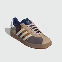 Adidas GAZELLE 85 ATMOS Clover Brown White Blue Anti-Skate Shoes Suede Low-Top Shoes - Brown, White and Blue - View 8
