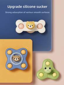 1pc Infant Suction Cup Rotary Toy, Cartoon Airplane Soothing Baby Gadget, Bathing Rotating Suction Cup Early Education Tabletop Game, Infant Sensory Toy, Spinning Top Toy