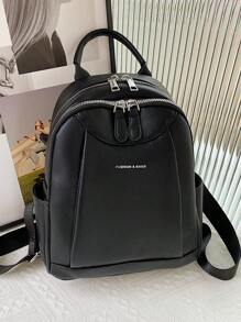 High-Quality Fashionable Women Backpack, Elegant & Simple Design Commuter Bag With Large Capacity, Versatile For Daily Use - Black - View 7