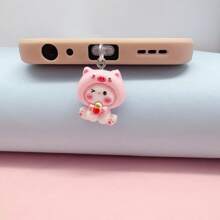 卡通可爱粉红猪和蓝象树脂吊坠防尘塞，兼容苹果和 Type-C 手机充电端口，情侣礼物 - 彩色 - 查看 13