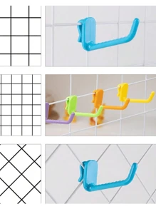 10pcs Plastic Hooks, Suitable For Metal Wire Mesh Panels, Grid Walls, Display Walls, Space-Saving Tool Storage Racks, Easy To Install, Reusable, Ideal For Home And Office Decor, Supermarkets, Jewelry Displays, Great For Birthday, Graduation, Home Decor, Back To School, Room Decor, And School Supplies - 10 Pcs - View 4