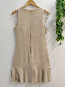 Plain  Dress With Fake - Beige - View 2