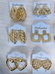 Gold Plated Earrings Kit, Women's Fashion Jewelry, Assorted Models - KIT 8 PAIRS - View 7