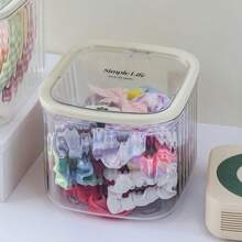 透明桌面发饰收纳盒，适合儿童，可收纳发夹、发圈、发带、发带，适合性别揭晓派对，适合生日、婚礼、派对，适合送给同事、朋友和家人，适合返校 - 無色 - 查看 3