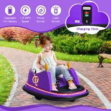Lifezeal 12V Vehicle 360° Spin Race Toy Kids Ride On Bumper Car With Remote Control Purple/Pink/Red/Blue - Purple - View 4