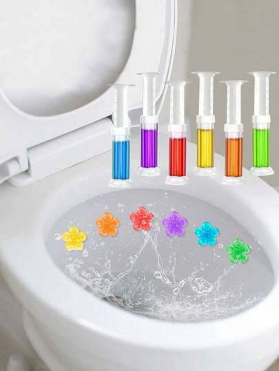 1/3/6 piezas (seis colores) Gel de limpieza para inodoro, gel de inodoro con impresión de colores, gel de desodorización de inodoro con olor floral, limpiador de inodoro, gel desodorante, ambientador de baño, apto para inodoros, baños, artículos de limpieza