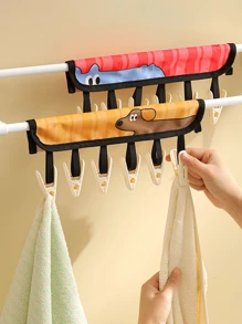 Indispensable Travel Hanger! Foldable Fabric Clothes Hanger, Hotel Drying Rack Essential, Mini Clips Hang Socks Convenience, Home Garment Organizer - Multicolor - View 8