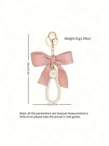 1 件迷人粉色蝴蝶结和人造珍珠串珠钥匙扣腕带 - 涤纶，蝴蝶灵感设计，适合钥匙、钱包、手机 - 时尚女士配饰汽车配饰包饰学校人造珍珠可爱哥特 Y2k 圣诞礼物创意包饰挂绳带身份证夹汽车配饰包饰 - 粉色 - 查看 2