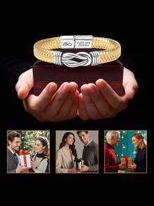 1 pièce Choix de cadeau idéal pour la fête des pères, bracelet nœud doré, honorant le grand amour paternel, indispensable pour la saison de rentrée scolaire, montrant l'énergie juvénile