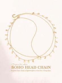 1 pezzo Elegante catena per capelli vintage con onde e glitter e nappe - Perfetta per feste e festival, accessorio per capelli in metallo da donna, catena per capelli rotonda, gioiello per la testa lussuoso per accessori da sposa, gioielli per capelli, outfit Y2K, accessori per rave, accessori per capelli