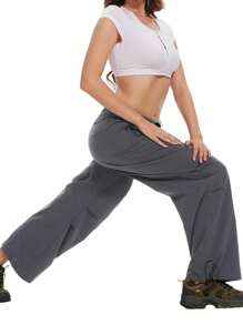 Waterproof Parachute Pants Womens Quick Dry Walking Hiking Cargo Pants With Pockets Lightweight - Dark Grey - View 5