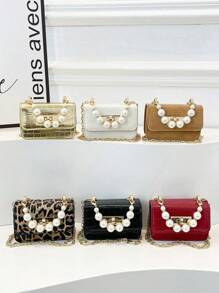 Fashionable Solid Color Versatile Mini Handbag With Chain Strap For Kids - Multicolor - View 2