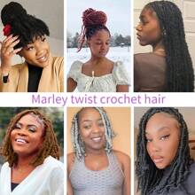 6 Packs African Kinky Wavy Hair Extensions, Springy Afro Kinky Coily Hair Extensions, Pre-Stretched Crochet Locs Hair Extensions - Gray Ombre - View 8