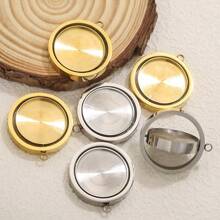 1pc Stainless Steel Pendant 20mm Empty Support Time Gemstone Base Rotating Base Pendant Accessories Round Base Tray Carved Base DIY Necklace Clothing Accessories, Suitable For Daily Festival Wear - Rotating Base Pendant - View 2