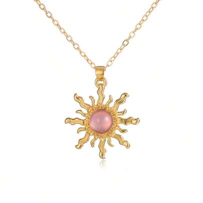 1 件女士多色向日葵吊坠项链