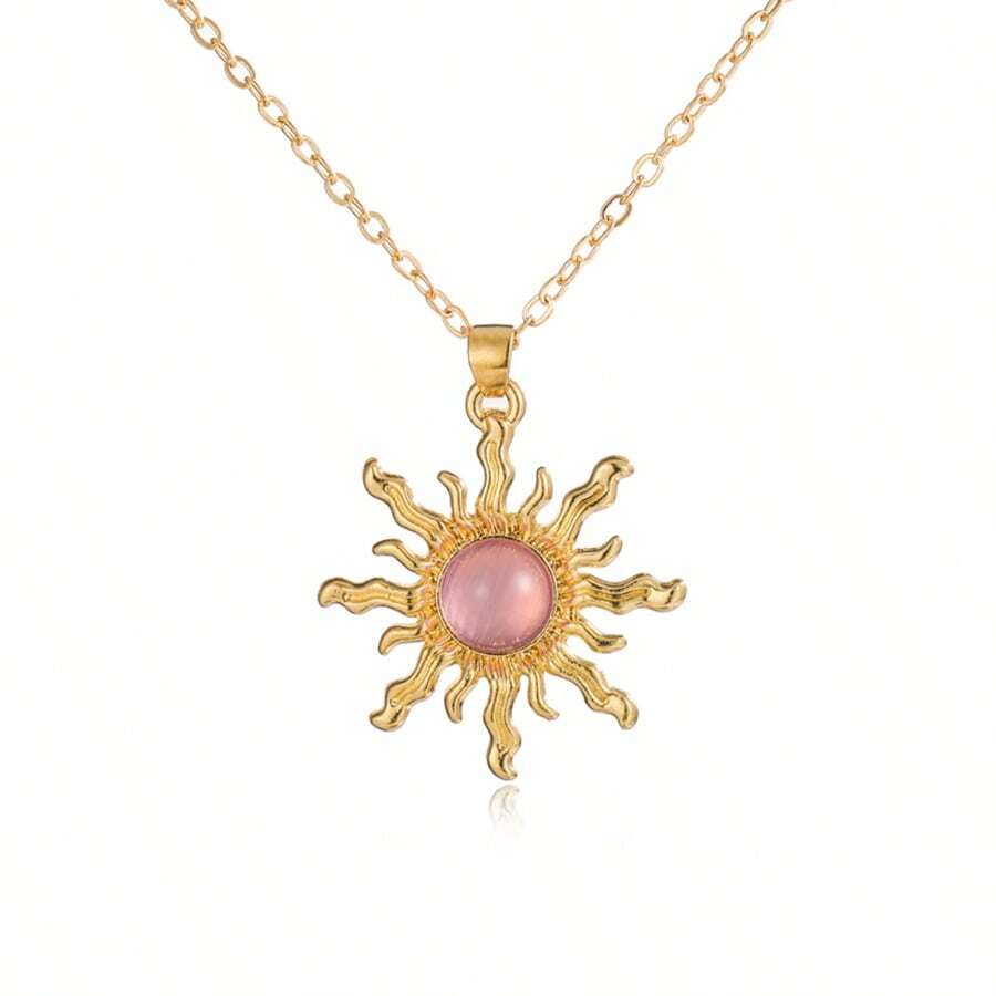 1pc Multicolor Sunflower Pendant Necklace For Women - Mauve Purple - View 1