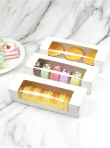 5pcs/10pcs/20pcs Rectangular Window Macaron Boxes, Bread Boxes, Dessert Boxes, Donut Boxes, Chocolate Boxes, Candy Packaging Boxes - Paper - View 10