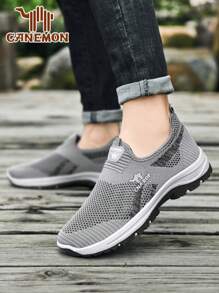 Herren Anti-Rutsch weiche Sohle Lässig Sportschuhe, atmungsaktive Mesh runde Zehenform Slip-On Walkingschuhe