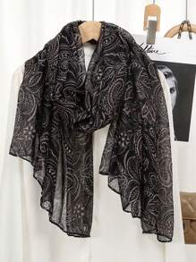 1pc New Summer Bali Yarn Cashew Flower Printed Scarf Women's Muslim Headscarf Thin Elegant Hair Wrapping Long Scarf Daily Travel Photography Sunscreen Shawl Family Festival Gift