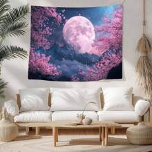 1 件月亮图案装饰印花挂毯，用于房间装饰、家居装饰、秋季装饰、房间装饰的壁挂挂毯