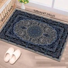 1pc Nordic Fairisle Pattern Crystal Velvet Area Rug, 700g/㎡ With Dotted Non-Slip Backing, 5mm Thickness, Machine Washable Fade-Resistant Carpet Suitable For Holidays And Any Spaces Including Hotel, Office, Sofa, Bedside, Kitchen, Laundry, Hallway, Porch, Stairs, Entryway Mother's Day
