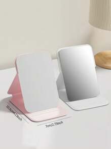 1pc Portable Folding Pocket Mirror, Freestanding Desktop Makeup Mirror For Office