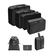Set de 7 piezas/1 Organizador de viaje, Bolsa de maquillaje, Neceser, Bolsa de tela, Cubos de embalaje minimalistas de poliéster para accesorios de viaje, Artículos de viaje esenciales, Mochila de viaje, Maleta, Vuelta al colegio, Organizador de equipaje para viajes de verano, vacaciones, decoración del baño del hogar, organizador de maquillaje de vacaciones, artículos esenciales de playa