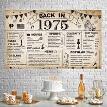 1pc 50th Birthday Party Decorations, Retro Back To 1975 Banner 50th Birthday Party Poster Supplies Vintage 1975 Backdrop Photography Backdrop Men And Women 50th Party Decorations