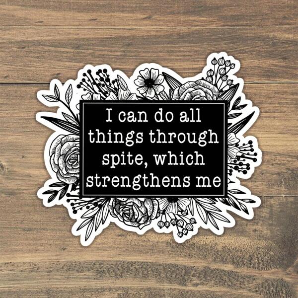 1PC I Can Do All Things Through Spite Sticker, Motivational Self-Loving Weather-Resistant Sticker, Fit For Kindles, Water Bottles, Sticky Note, Skater, Snowboard, Refrigerators, Guitar, Best Gift For Motivational Seekers
