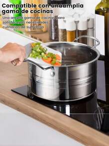 5-Piece Stainless Steel Cookware Set, Double Handle Stainless Steel Cookware Set, Cookware Set With Lid, Induction Cooktop, Stainless Steel Pot - Silver - View 6