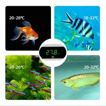 1pc Aquarium Fish Tank Digital Thermometer With LED Display, Switchable Between ℃ And ℉, Touch Control, Long-Lasting Button Battery, Suitable For Aquarium, Turtle Incubator, Fish Tank Accessories
