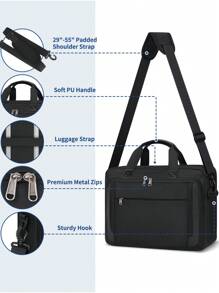 NEWHEY 15.6/17.3 Inch Men's Business Laptop Bag, Large Capacity Briefcase Fits A4 Documents, Water-Resistant, 3-In-1 Shock-Proof Messenger Bag For Business, Travel, Interview, Office, School - Multicolor - View 5