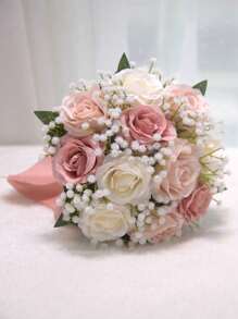 1pc Small Artificial Bride Bridesmaids Wedding Bouquet, Nature Style Outdoor Photoshoot Decor