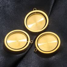 1pc Stainless Steel Pendant 20mm Empty Support Time Gemstone Base Rotating Base Pendant Accessories Round Base Tray Carved Base DIY Necklace Clothing Accessories, Suitable For Daily Festival Wear - Rotating Base Pendant - View 5