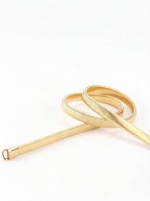 Cinturón de cintura ajustable, tono dorado, con doble anillo, cinturón de metal ajustable de estilo minimalista elegante, cinturón de cordón de aleación multiusos, adecuado para uso diario con vestidos y suéteres - Dorado - Ver 3