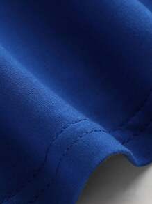 年轻男孩时尚图案印花圆领T恤，夏季酷炫街头风格 - 藍色 - 查看 4