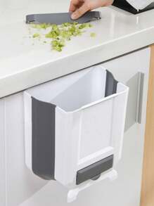 1pc Kitchen Folding Wall-Mounted Trash Can, Hanging Garbage Bag Holder For Cabinet, Creative & Convenient