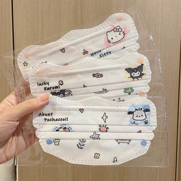 Sanrio 10 PIEZAS Máscaras para adultos con protección solar estampadas con dibujos animados de Sanrio, con atractivo nivel de protección UV, protección ocular, seda de hielo transpirable, adecuado para el ocio y el ciclismo