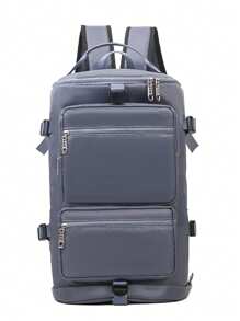 Large Capacity Travel Backpack With Shoe Compartment, Lightweight Laptop Backpack With Charging Port, Stylish Travel Commuting Bag, 16 Inch Business Laptop Backpack, Travel Backpack, Outdoor Hiking Camping Backpack, Multifunctional 3-In-1 Handbag/Crossbody Bag, With Multiple Uses - Blue - View 5