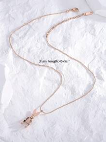 1 Piece Stainless Steel Robotic Rabbit Pendant Necklace, Minimalist Style Choker Necklace For Women