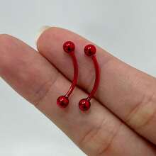 316L Surgical Steel 16G Curved Barbell Snake Eyes Tongue Ring Eyebrow Nipple Belly Earring Piercings Jewelry 14mm 9/16 Inch - Sold Individually - 紅色 - 查看 1