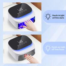 Lámpara UV profesional para uñas de gel, lámpara LED recargable de 60 W para uñas para esmalte de gel con 4 temporizadores y sensor, lámpara de curado con pantalla LCD y sensor automático inteligente, secador de uñas con 30 cuentas LED para salón, regalo para el hogar para esposa, mamá y niña, color blanco