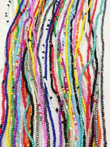 20pcs/Set Random Color Bohemian Style Elastic Beaded Waist Belt/Chain, Women's Summer Bikini Sexy Body Jewelry - Multicolor-random 20PCS - View 7