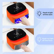 Lámpara de uñas LED UV inalámbrica, luz de esmalte de gel para secado de uñas recargable de 60 W, sensor inteligente, pantalla LCD, base desmontable, luz LED portátil para uñas con 30 cuentas y 4 configuraciones de temporizador para salón y hogar naranja