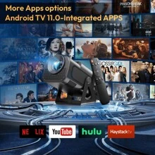 4K Projector Smart HD LED 5G WiFi Bluetooth USB Android Office Home Theater-10000:1 12000 Lumens - Black - View 10