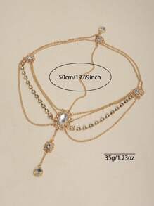 1pc Elegant Boho Style Beaded Hairpiece & Forehead Chain, Vintage Chinese Style Accessories, Versatile - A Gold Chain With a  Pendant Headdress - View 6