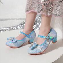 1 Pair Girls Crystal High Heel Princess Shoes, Suitable For Spring, Summer And Autumn - Blue - View 6